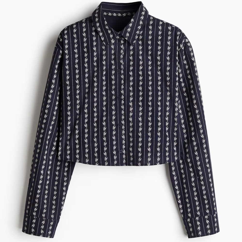 NWT H&M Tie Detail Crop Floral Top